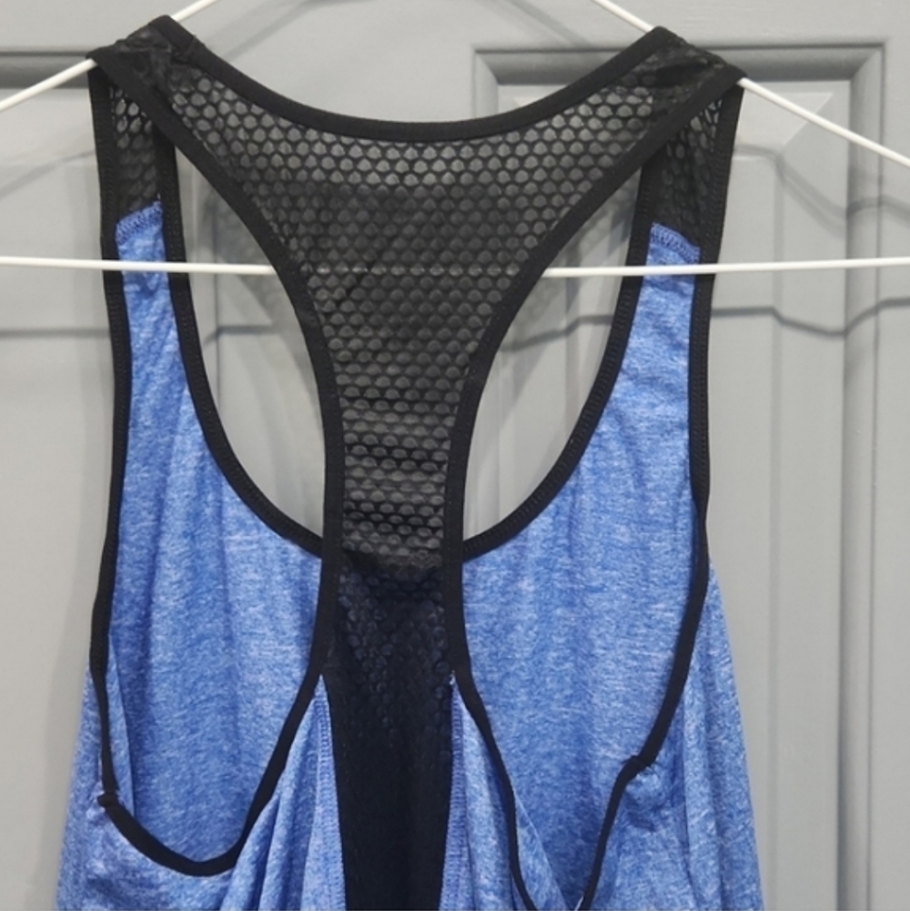 NWOT Bally Blue Black Honeycomb Mesh Tank Top